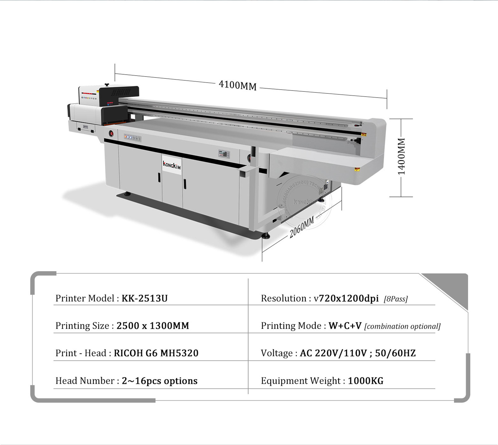 KK-2513 Digital Ricoh G5 G6 -tulostuspäät teollisuuskäyttöön tarkoitettu suurikokoinen UV-tasotulostin-02 (2)