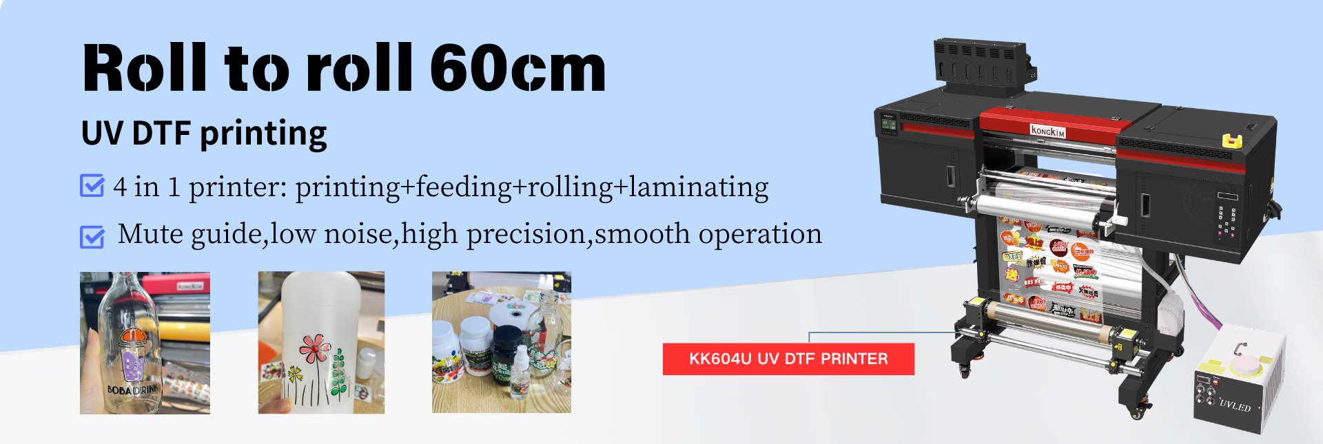 Roll to roll UV DTF printing